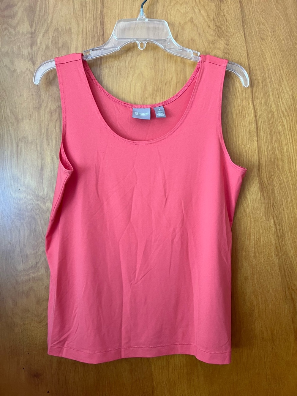 Chico’s size 1 coral nylon/spandex scoop neck tank top